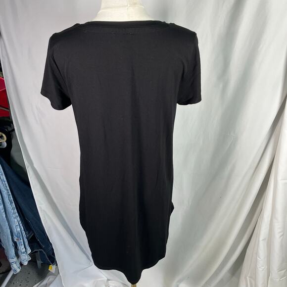 Cupio Black V-Neck Tunic‎ Tee Shirt Womens M Soft Stretch Short Sleeve Basic Top - Picture 2 of 12